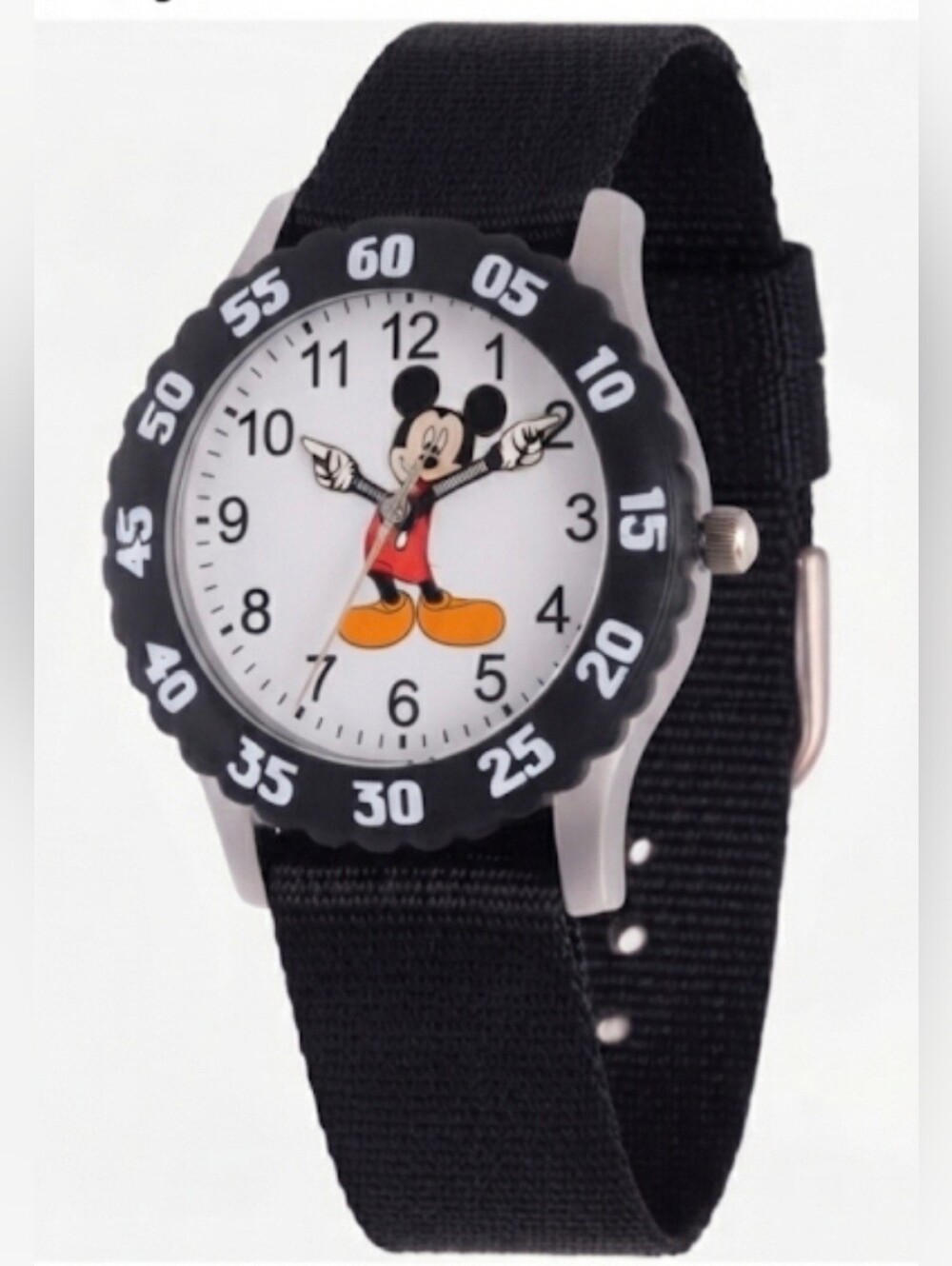 Disney Mickey Mouse Kids Time Teacher Watch Analog Nylon Velcro Strap Easy Read